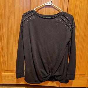 Studded shoulder long sleeve top